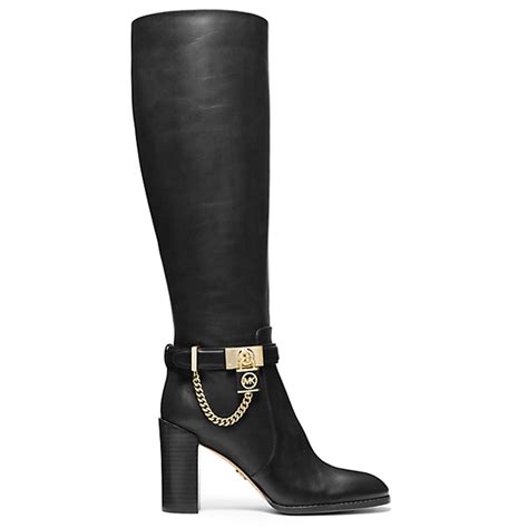 michael kors hamilton tall boot black size 8|Hamilton Embellished Leather Boot .